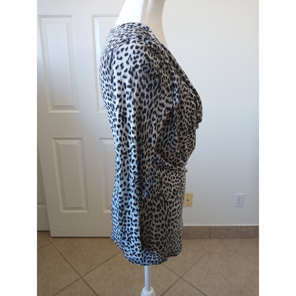 Michael Kors Womens M Leopard Cowlโ Neck Top Long Sleeve Stretch Sexy Evening - Picture 3 of 15